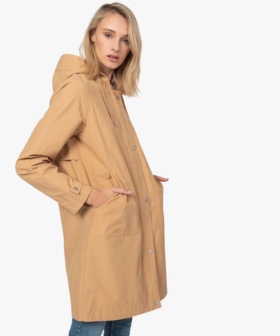 manteau beige capuche femme