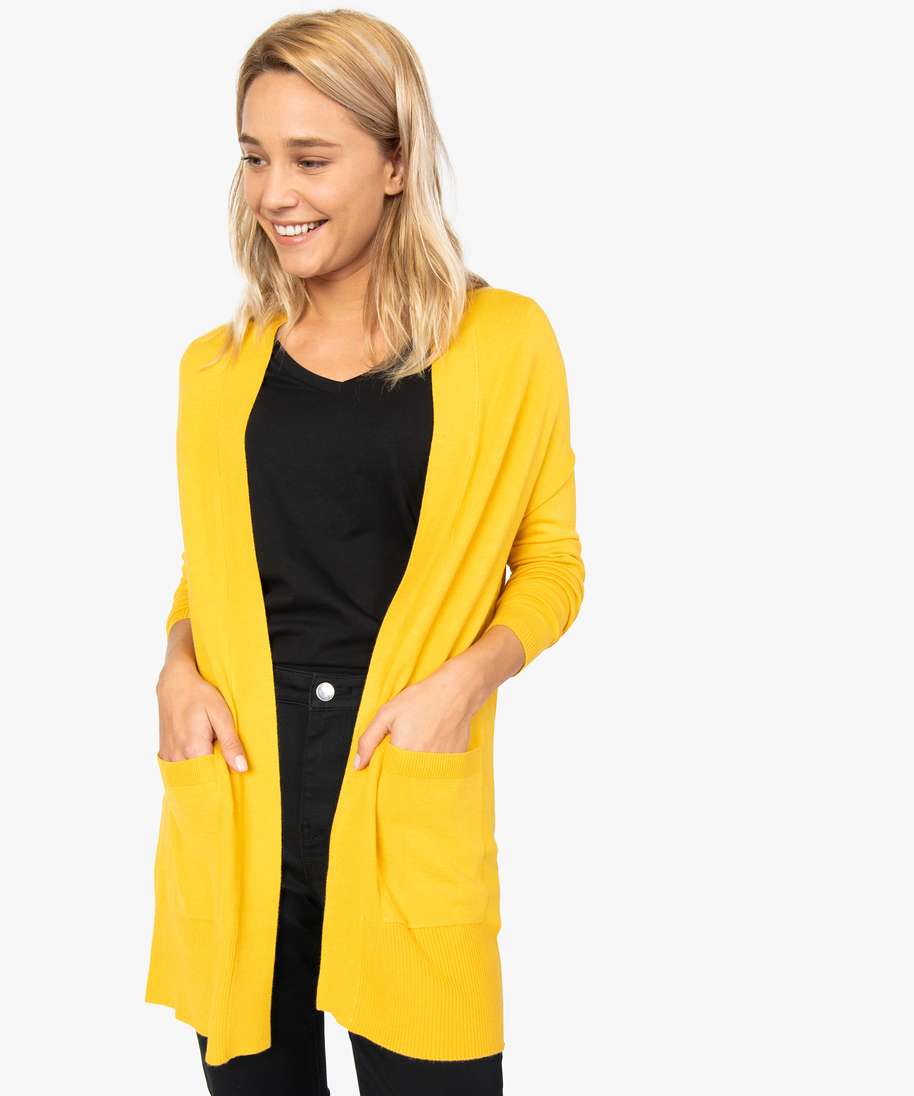 gilet femme coupe longue porte ouvert jaune gilets femme | GÉMO