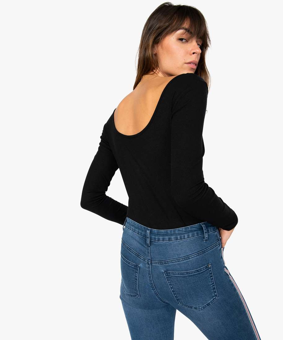 tee shirt femme col danseuse noir t shirts manches courtes femme