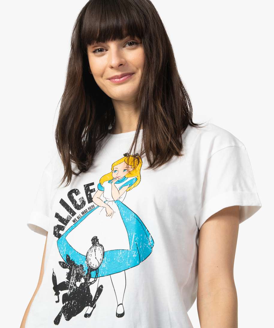 teeshirt femme patine alice au pays des merveilles blanc tshirts manches courtes femme GÉMO teeshirt femme patine alice au pays des merveilles blanc tshirts manches courtes femme GÉMO