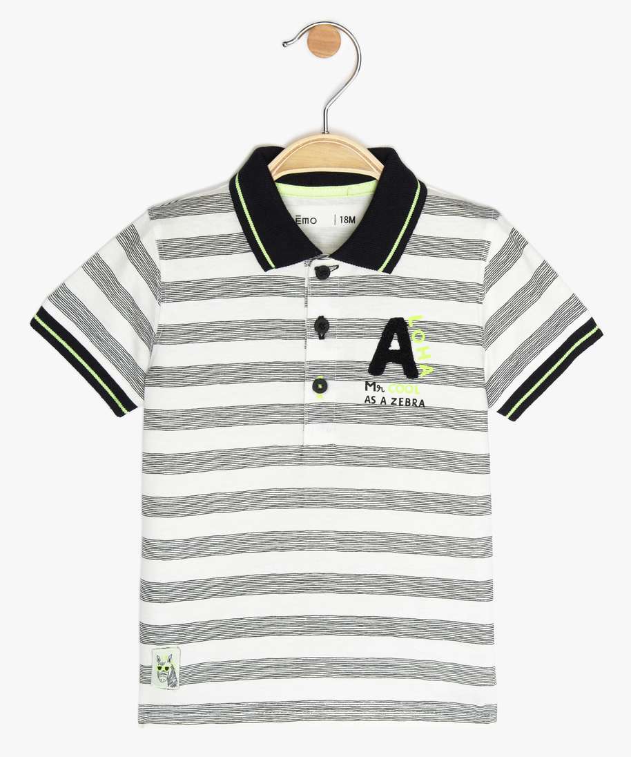 Gemo Vetements Garcon Polo Bebe Garcon A Rayures Et Details Fluo Imprime Bebe Gemo