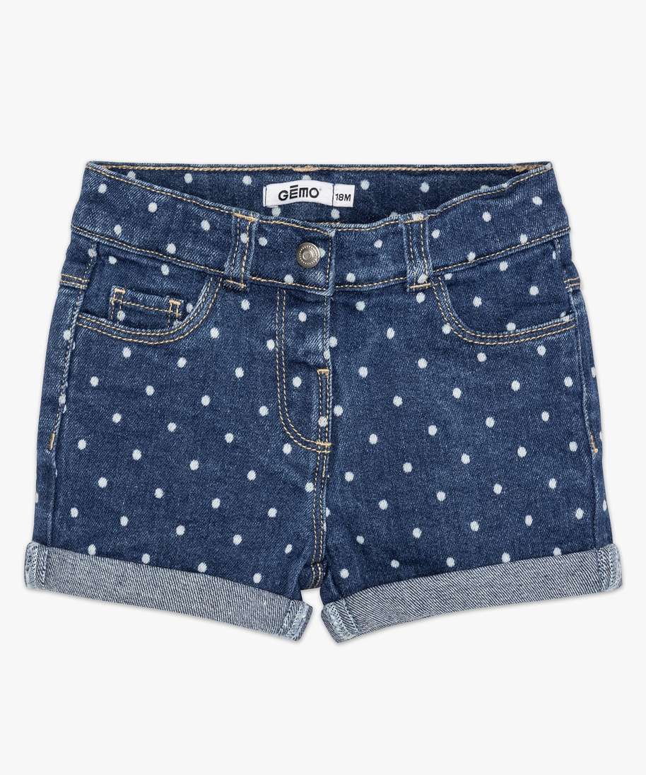 short bebe fille en jean a pois bleu shorts bebe GEMO