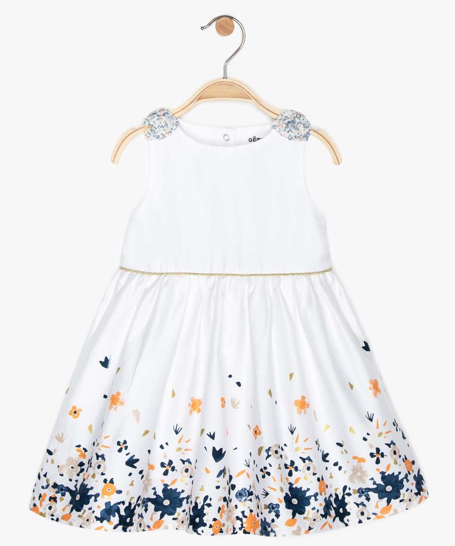robe bebe fille bouffante et motif fleuri blanc robes