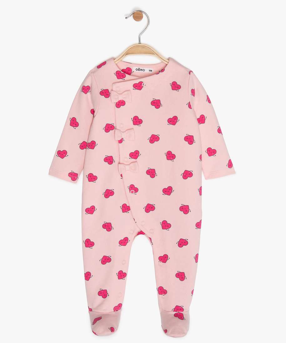 pyjama bebe fille avec motifs coeurs rose bebe