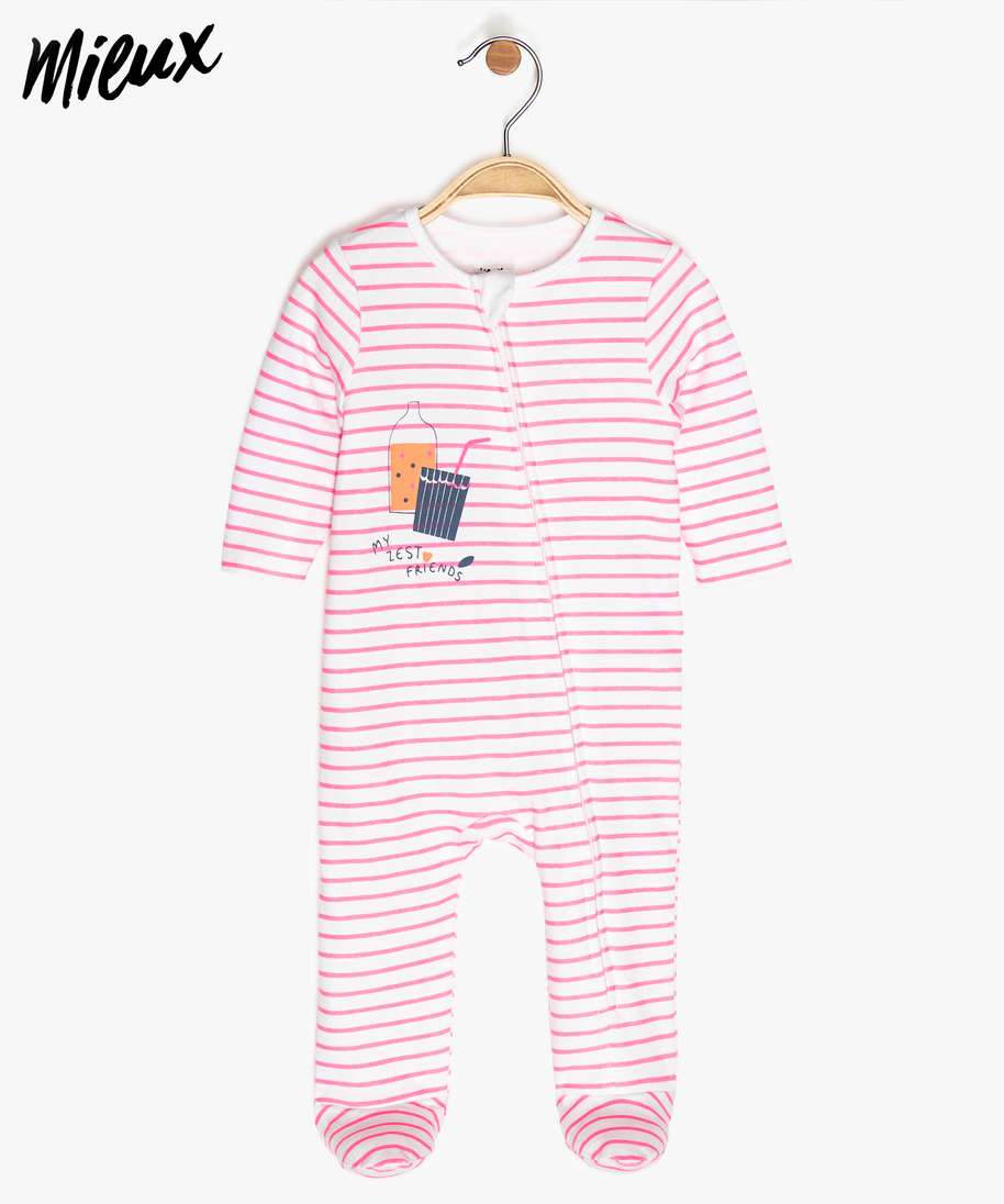 Pyjama bébé fille en coton - Rose/multico