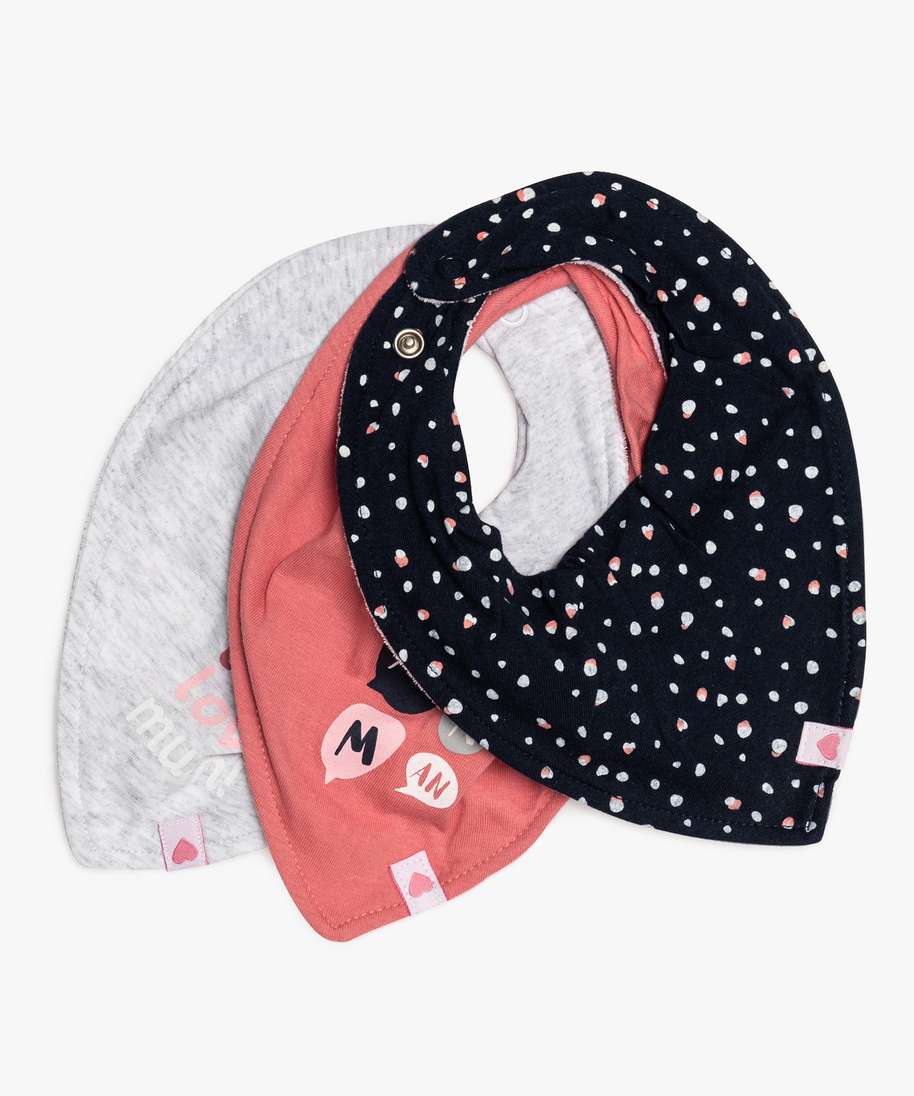 bavoirs bebe fille forme bandana (lot de 3) multicolore