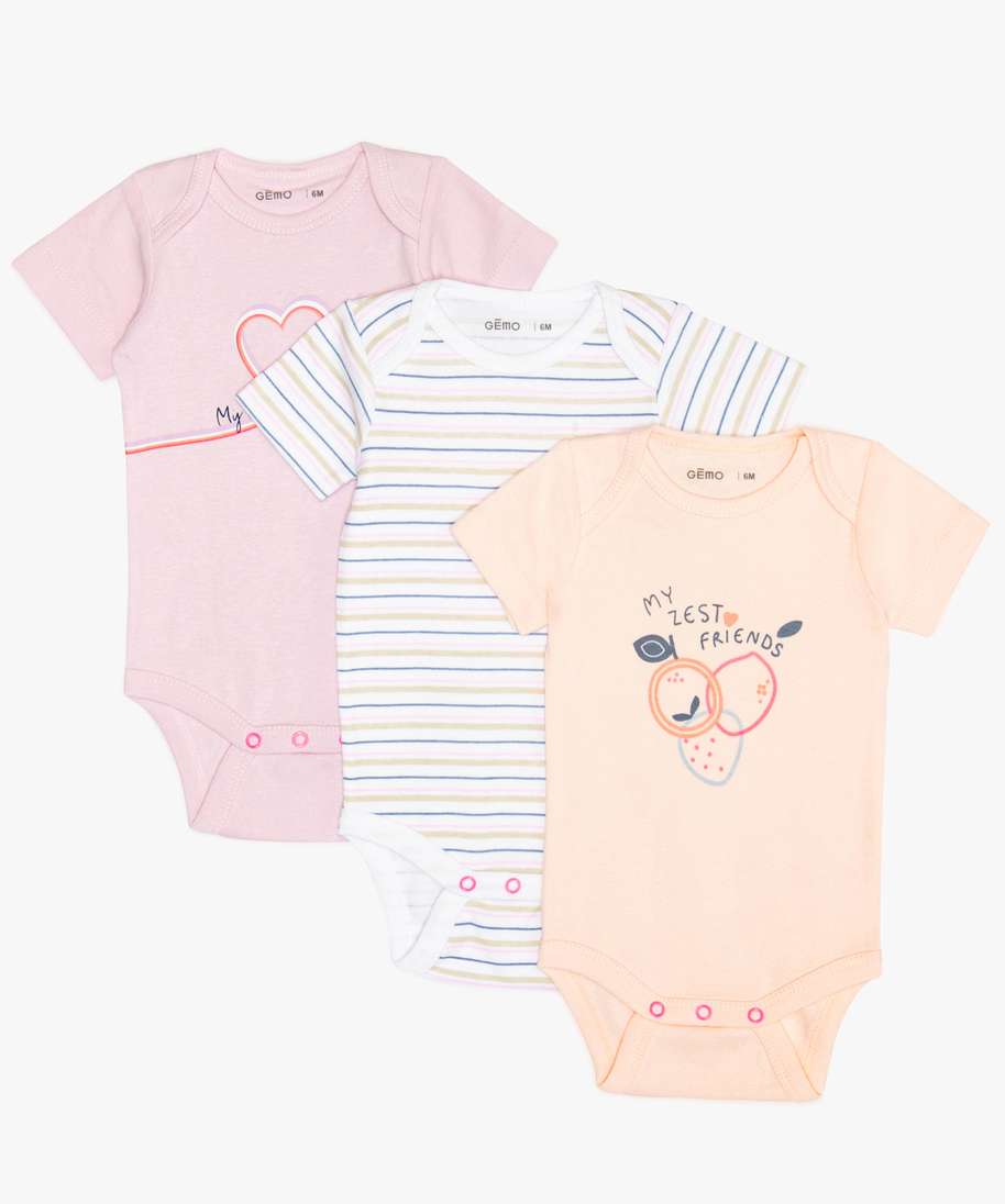 Lot 3 bodies US coton rose fushia bébé fille