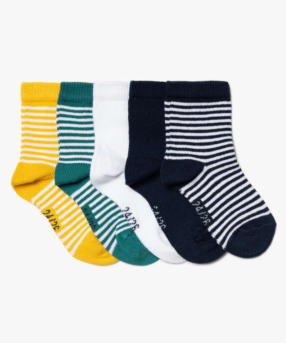 Gemo Vetements Garcon Chaussettes Bebe A Rayures Lot De 5 Imprime Bebe Gemo