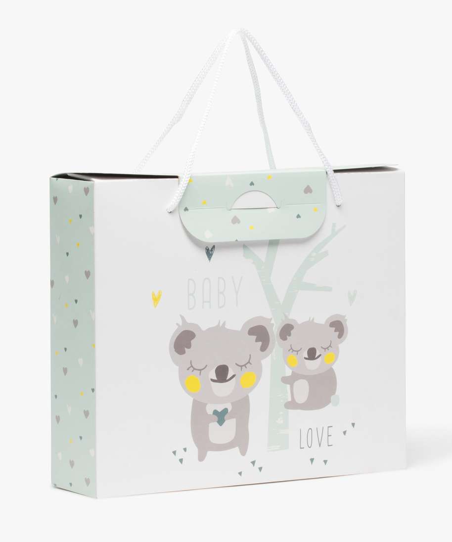 boite cadeau bebe avec motifs pandas en papier carton recycle blanc