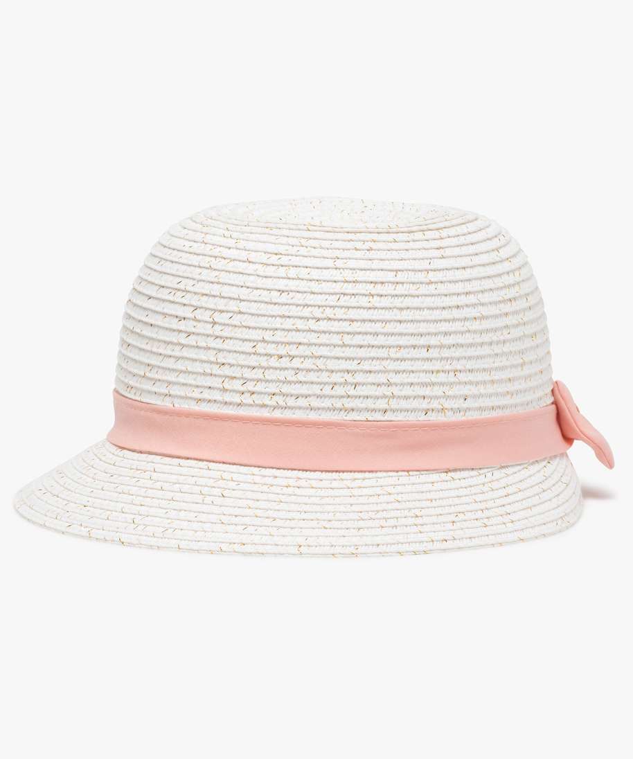 Chapeau Bebe Fille Forme Cloche A Paillettes Et Ruban Blanc Bebe Gemo