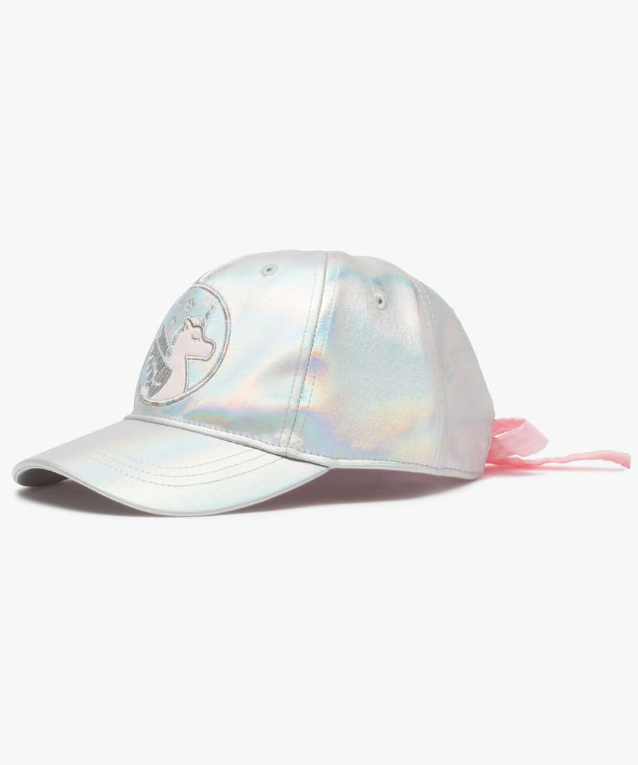 Casquette Fille Irisee A Broderie Licorne Et Rubans A Nouer Multicolore Chapeaux Et Bonnets Fille Gemo
