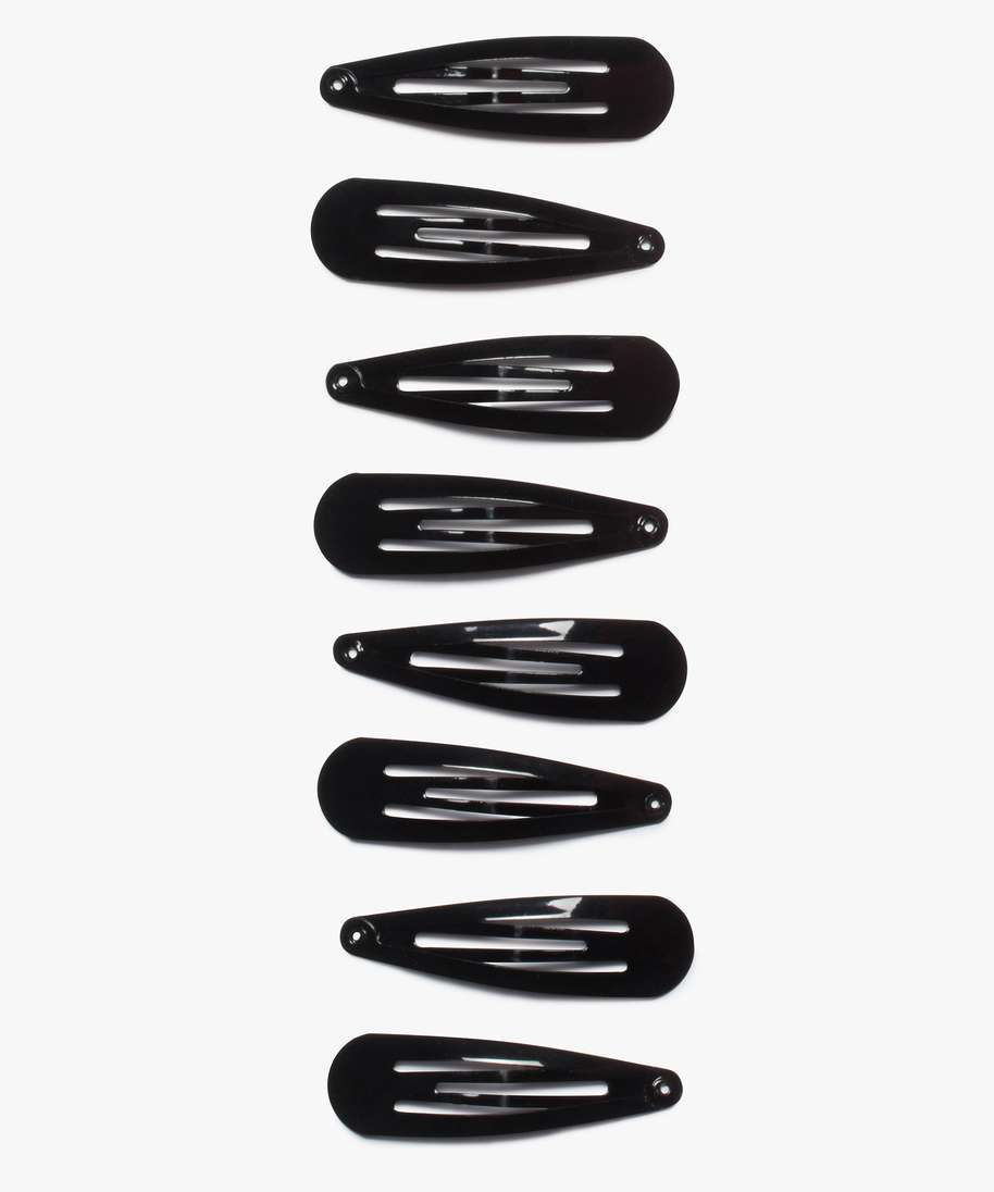 barrettes a cheveux clic-clac unies (lot de 8) noir
