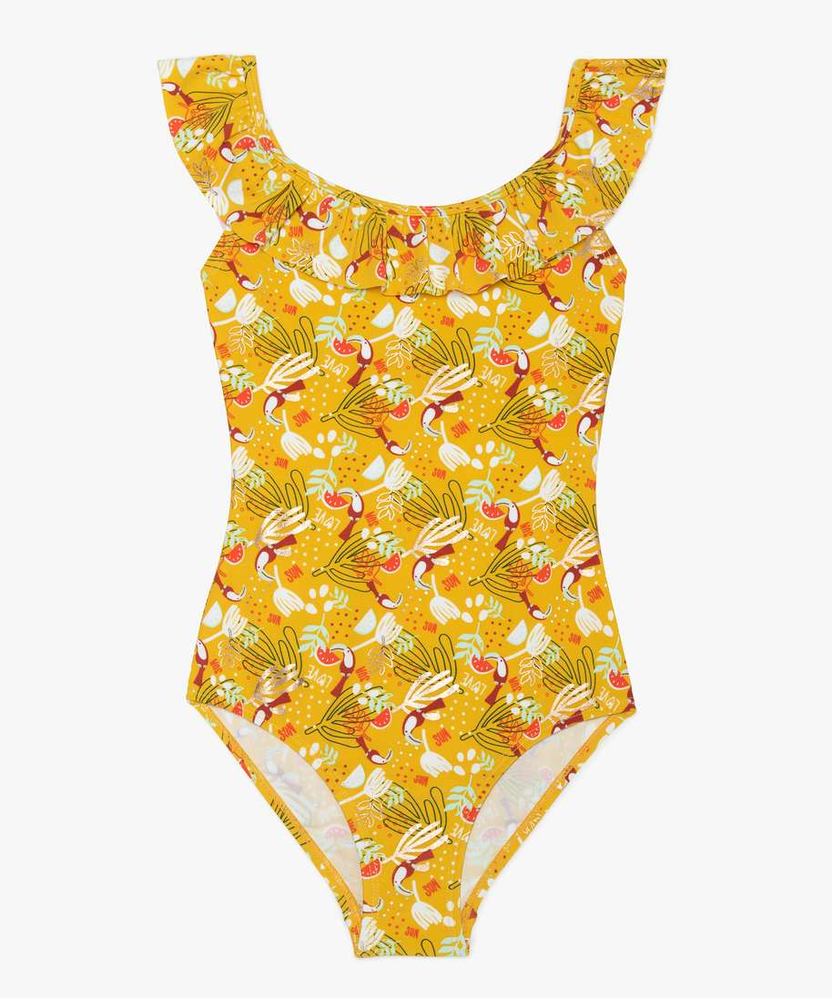 Maillot De Bain Fille 1 Piece Imprime A Volants Imprime Maillots De Bain Bebe Gemo