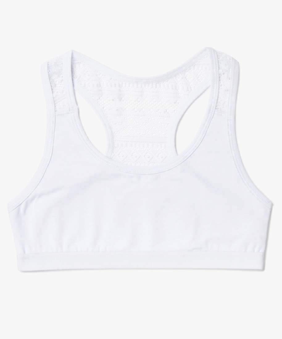 brassiere fille dos dentelle avec coton bio blanc sous-vetements