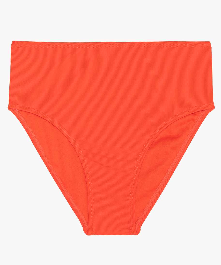 Gemo Vetements Bas De Maillot De Bain Fille Taille Haute A Fines Cotes Rouge Fille Gemo