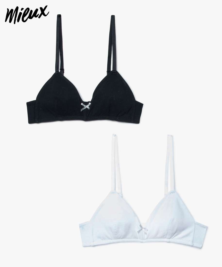 THXFUNAREA 2 Pièces Brassières Fille Coton - Soutiens-Gorge Sport Sans Armature 8-14 Ans