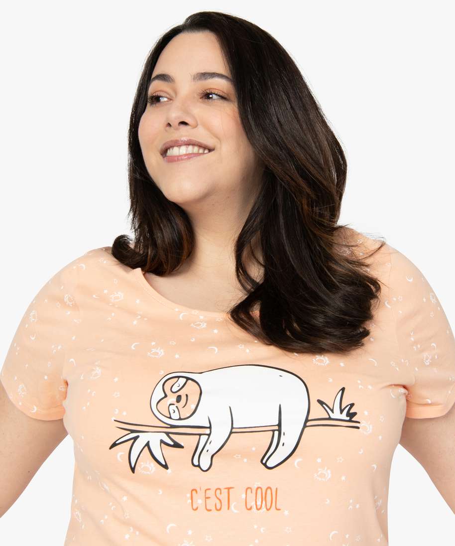 Haut Court Femme MakeMeChic - Motif Floral Manches Courtes Grande Taille