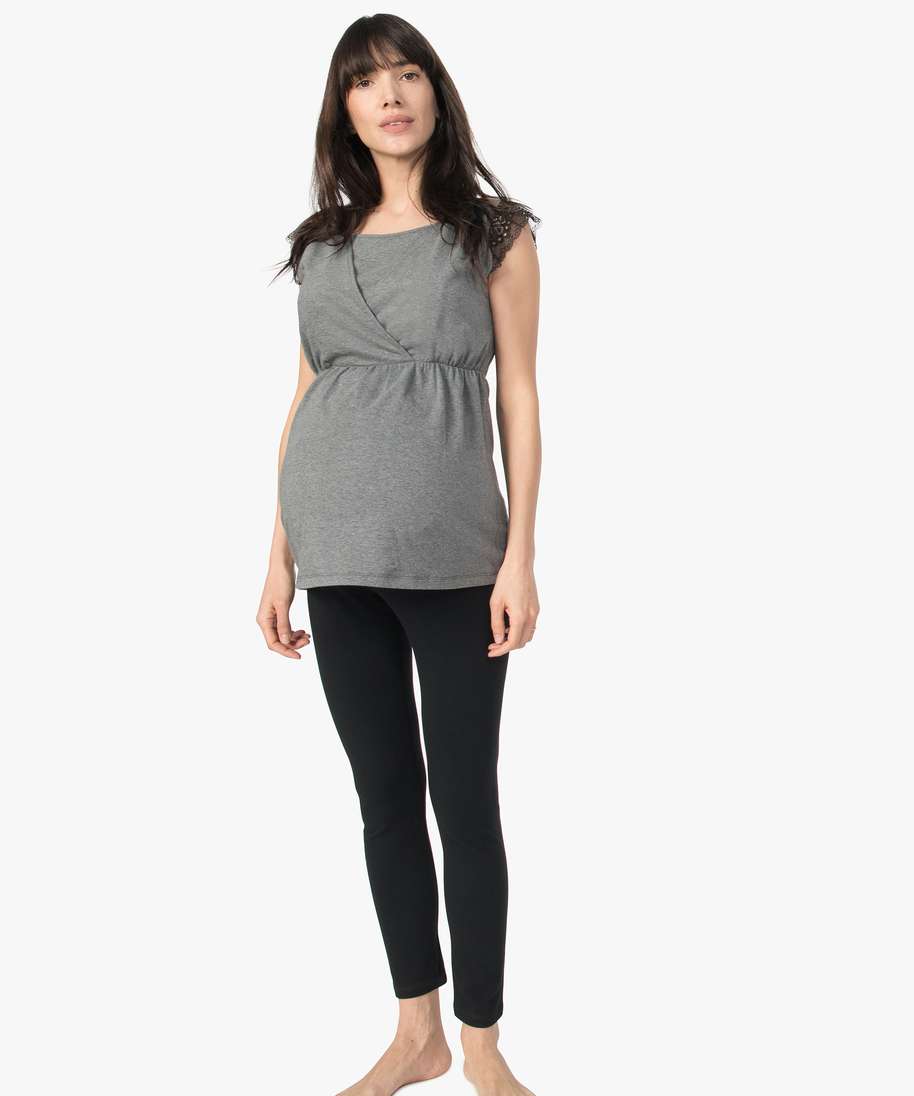 pyjama de grossesse (2 pieces) pantalon top gris pyjamas ensembles