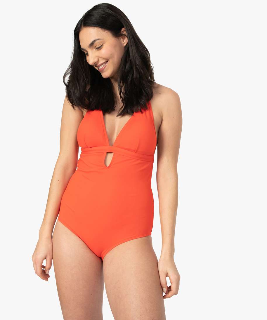maillot de bain femme 1 piece en maille cotelee rouge maillots de