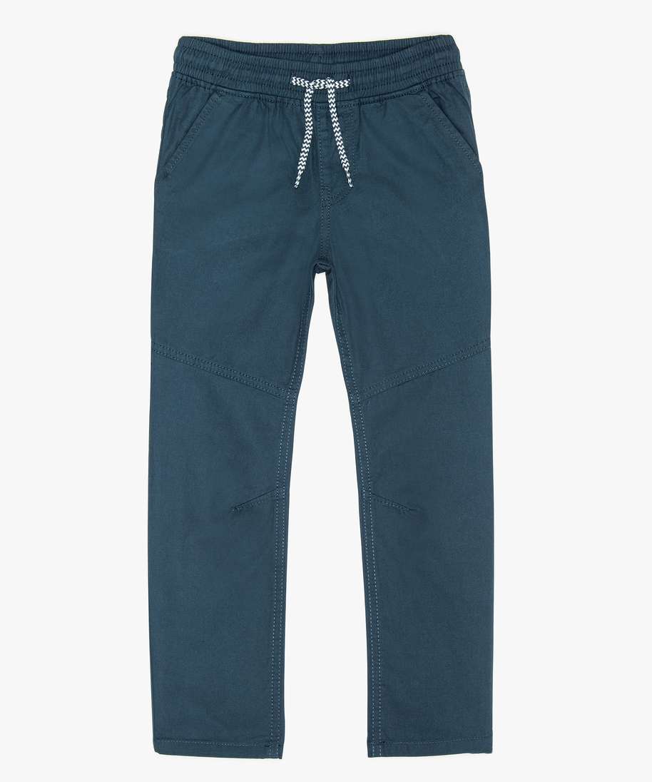 pantalon garcon avec taille elastiquee et surpiqures bleu pantalons garcon GEMO