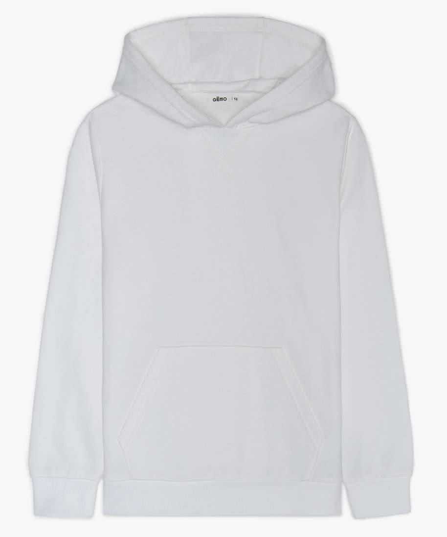 sweat garcon a capuche avec poche kangourou blanc sweats