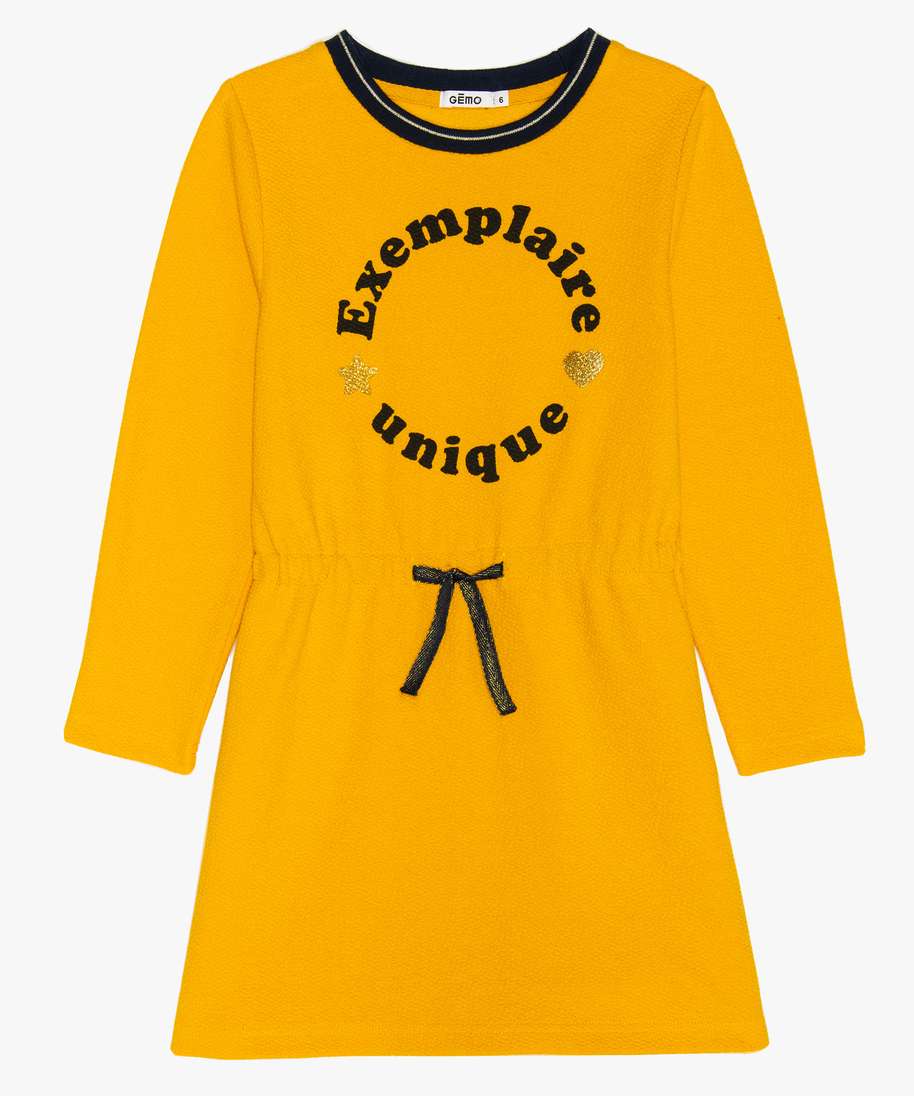 Gemo vetements robe fille a manches longues avec inscriptions et ...