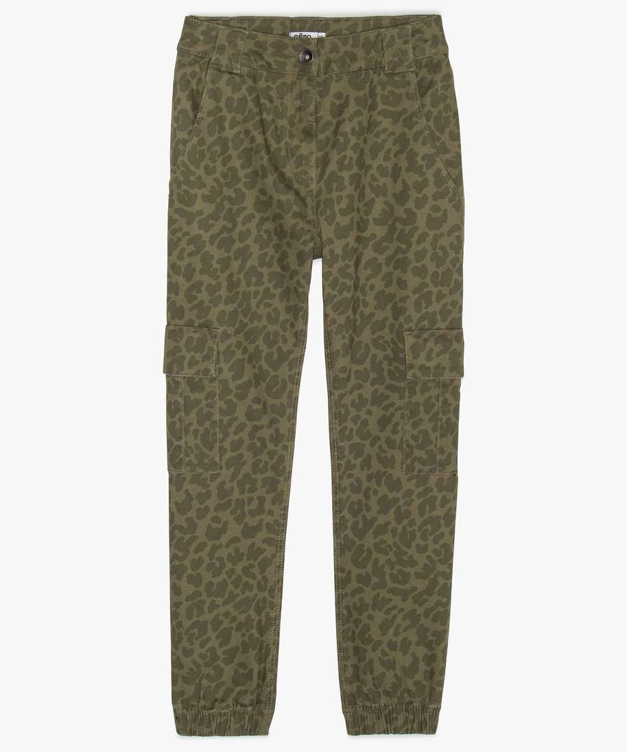 pantalon fille imprime coupe baggy vert pantalons