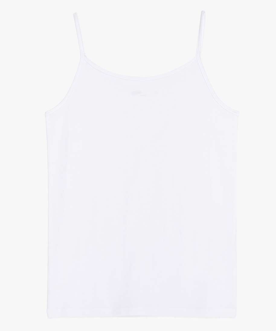debardeur a fines bretelles en coton stretch fille blanc standard debardeurs