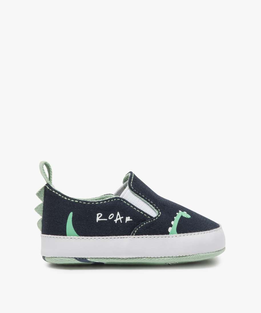 Gemo Chaussures Garcon Chaussons De Naissance Bebe Garcon En Toile Bleu Bebe Gemo