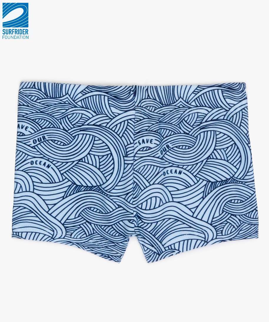 Gemo Vetements Garcon Short De Bain Bebe Garcon A Motif Vagues En Polyester Recycle Gemo X Surfrider Bleu Bebe Gemo