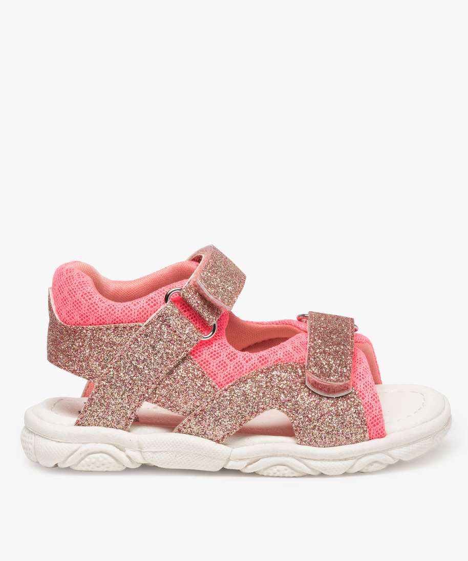 chaussures premiers pas bebe fille ouvertes a paillettes rose sandales et  nu-pieds bebe