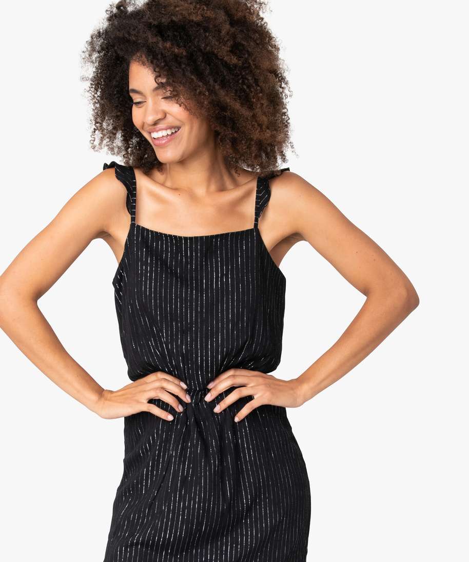 robe femme a bretelles et rayures brillantes noir robes femme GEMO