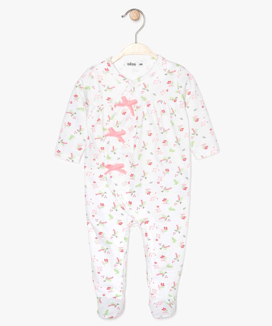 Gemo Vetements Fille Pyjama Bebe En Jersey Avec Fermeture Avant Et Motifs Fleuris Multicolore Bebe Gemo