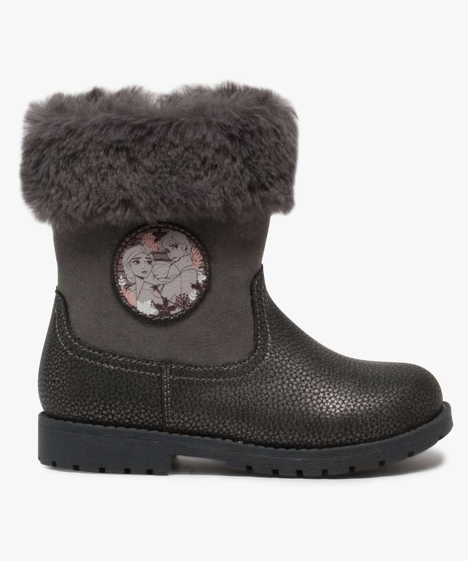 boots fille zippes a col rembourre – la reine des neige gris