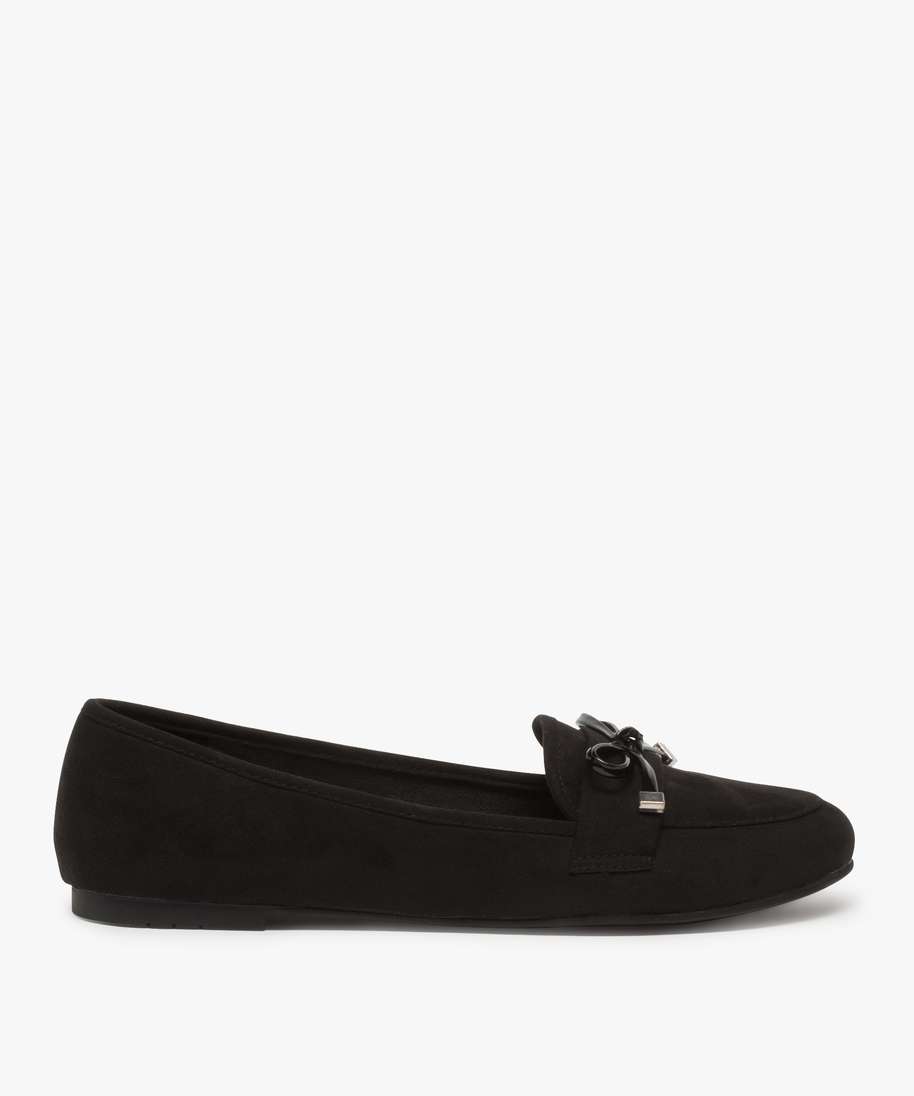 mocassins femme a talon plat et n ud sur le dessus noir mocassins