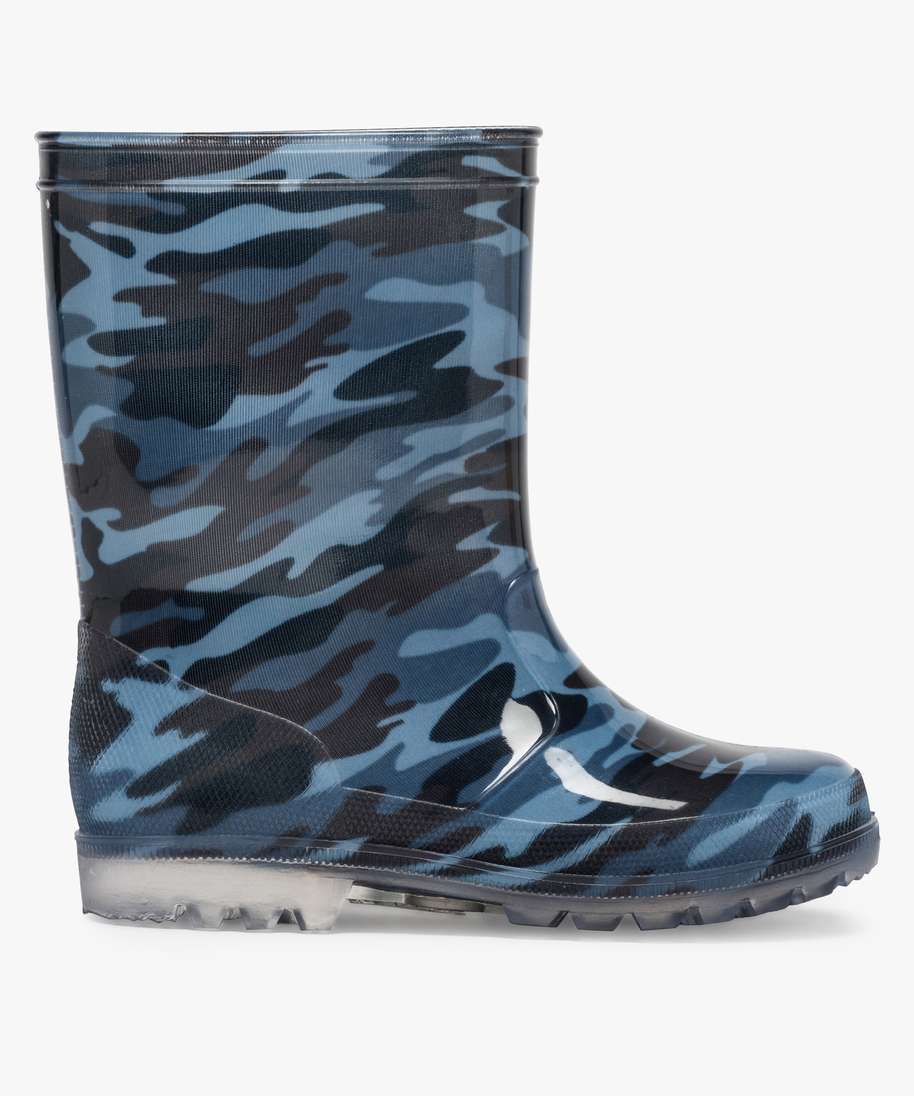 bottes de pluie garcon motif camouflage bleu