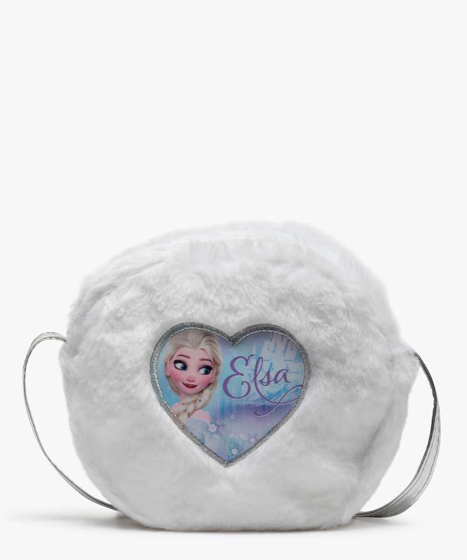 sac fille rond zippe en peluche – elsa reine des neiges blanc sacs  bandouliere