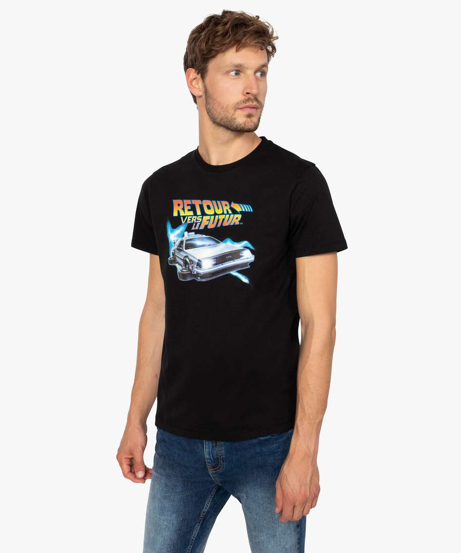 tee shirt homme imprime retour vers le futur noir homme G MO