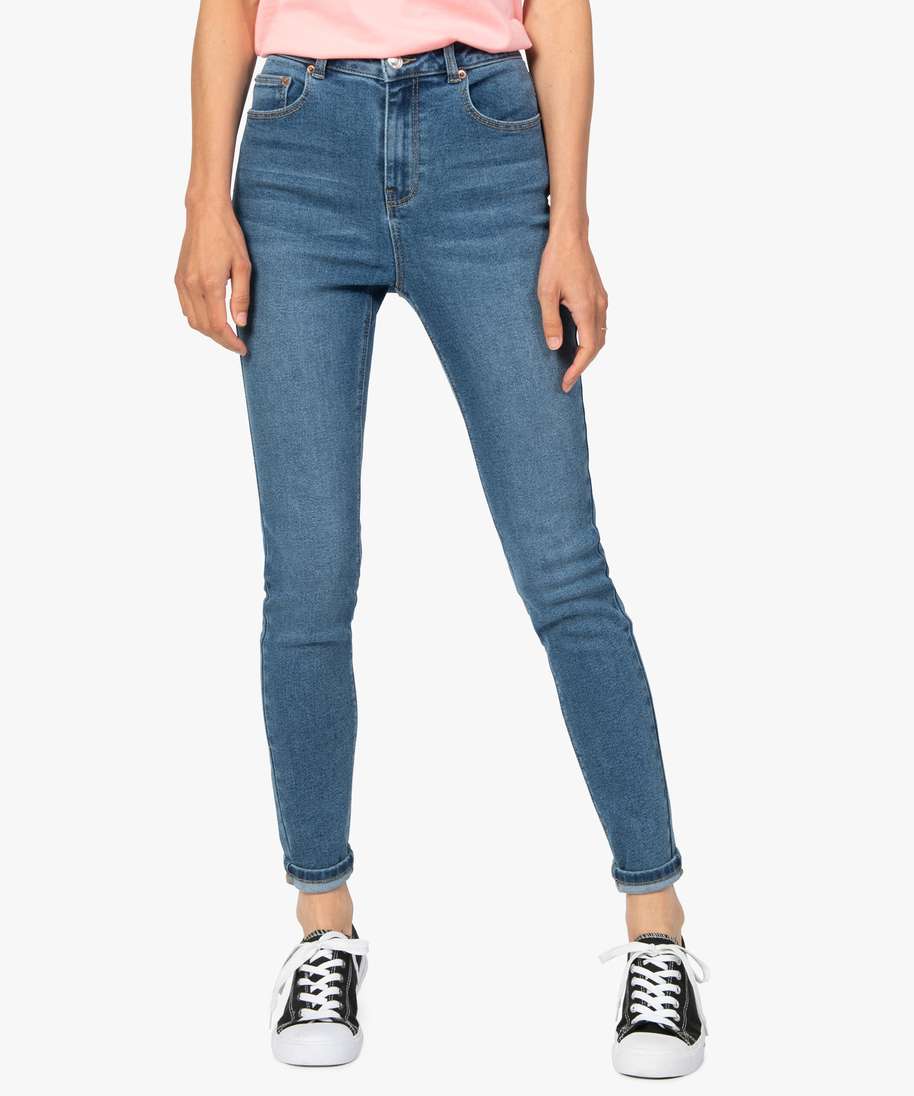 jean femme en stretch coupe skinny taille haute gris pantalons jeans et leggings