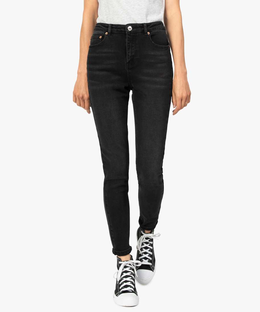 jean femme en stretch coupe skinny taille haute noir pantalons jeans et leggings