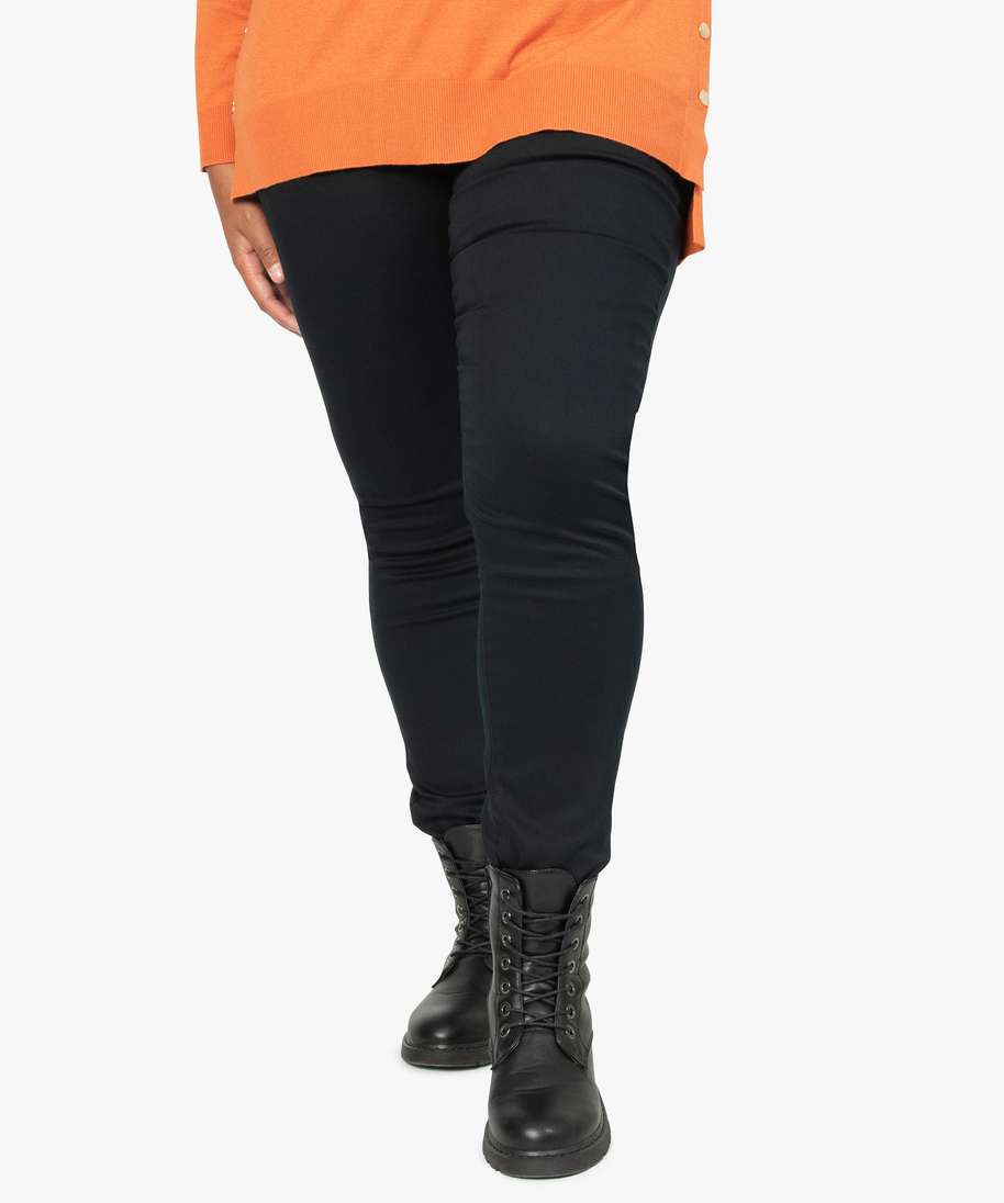 pantalon femme grande taille coupe slim en toile extensible noir pantalons et jeans