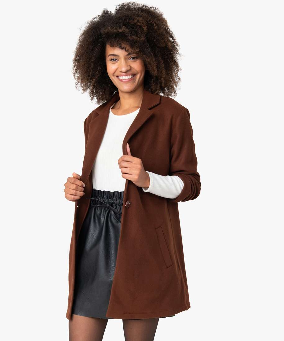 manteau femme cuir marron