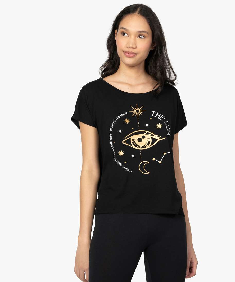 Tee shirt noir imprimé femme deals