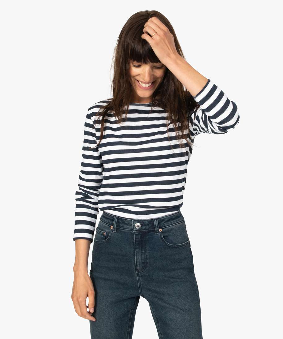 mariniere femme a manches longues en coton bio imprime t shirts