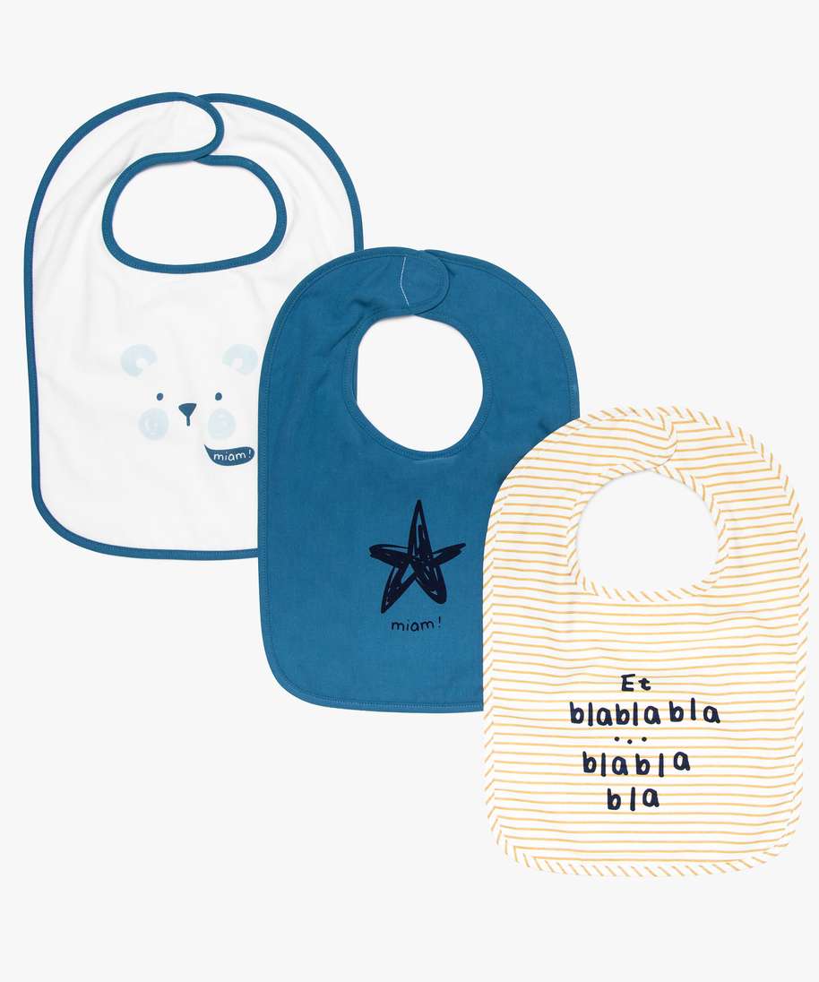 Gemo Puericulture Bavoir Bebe En Coton Imprime Doubles Eponge Lot De 3 Multicolore Bebe Gemo