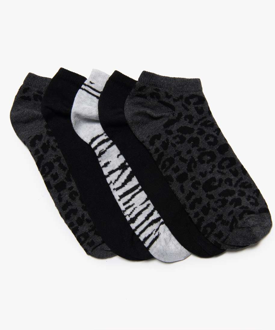 chaussettes femme ultra courtes avec motifs tachetes (lot de 5) noir chaussettes