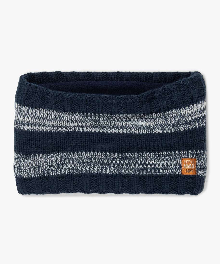 echarpe snood bebe garcon a larges bandes chinees bleu bebe