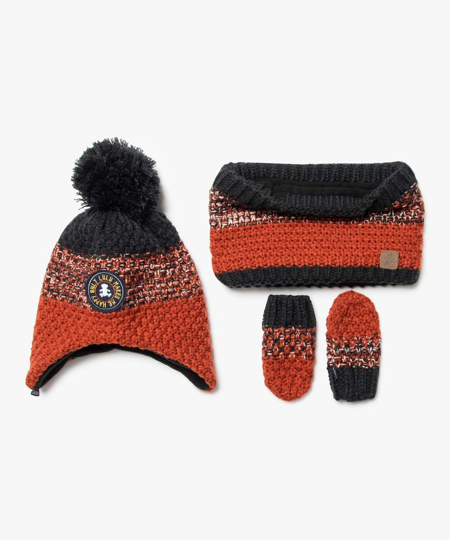 Ensemble en tricot bonnet + snood unis pour garçon