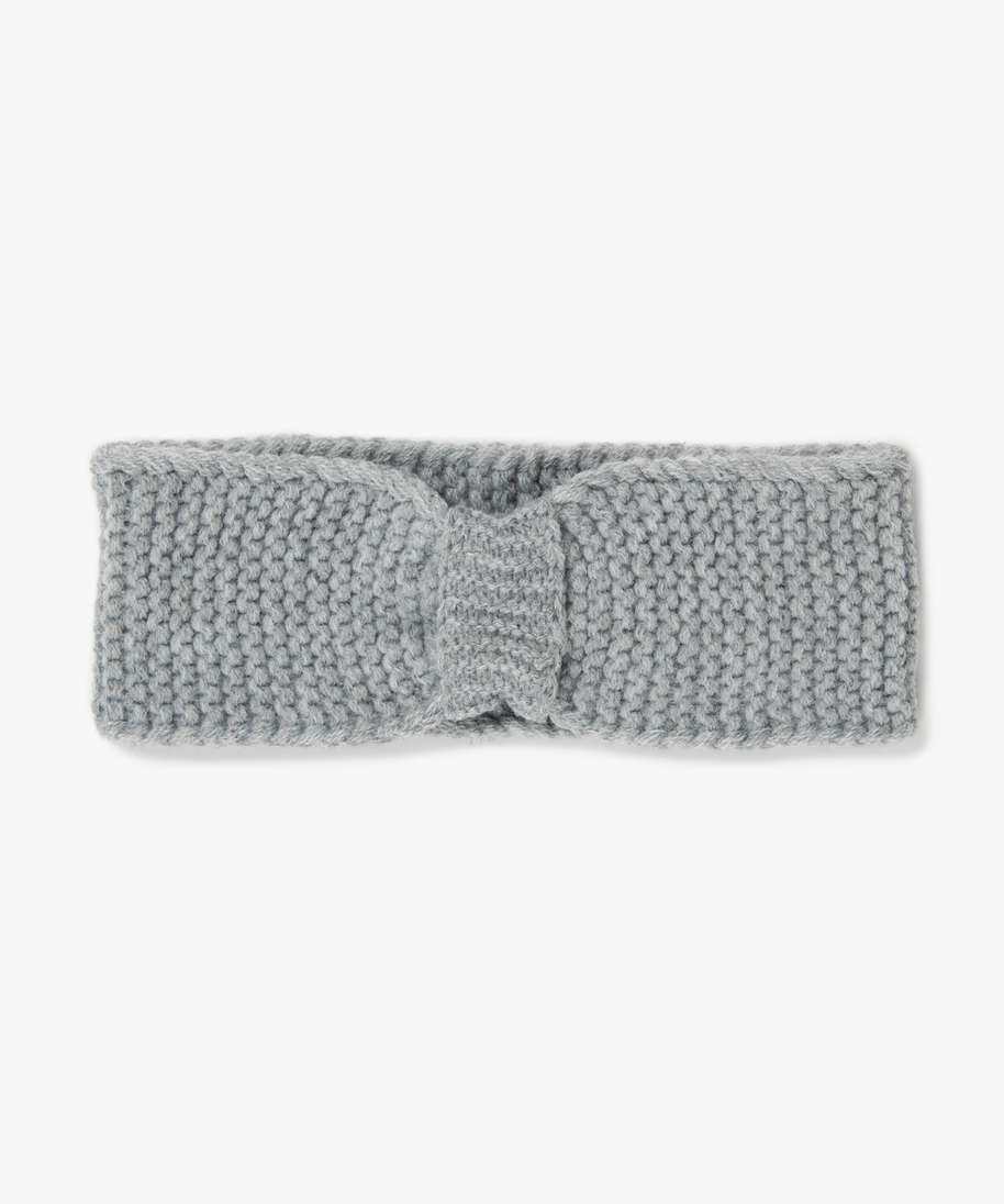 Gemo Accessoires Fille Bandeau Cache Oreille Bebe Fille En Grosse Maille Unie Gris Bebe Gemo