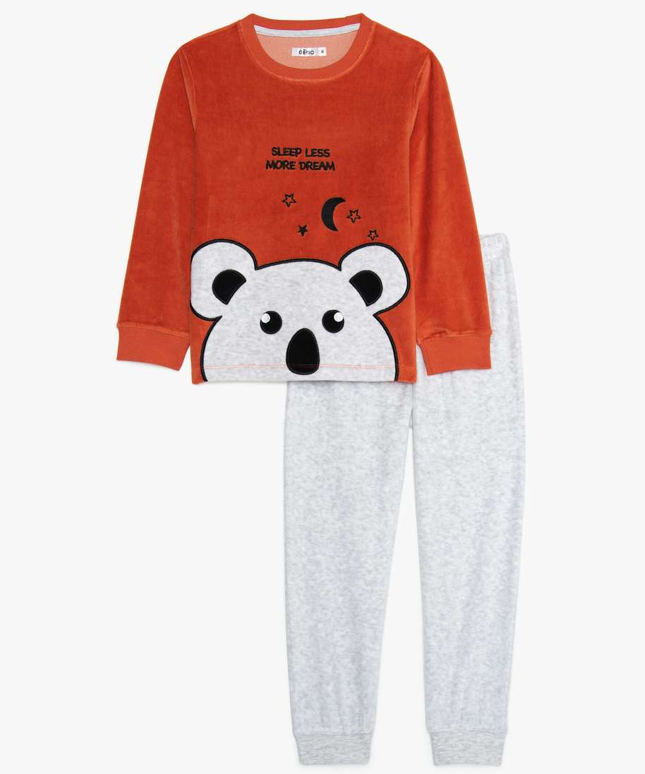 pyjama garcon en velours avec koala brode multicolore garcon